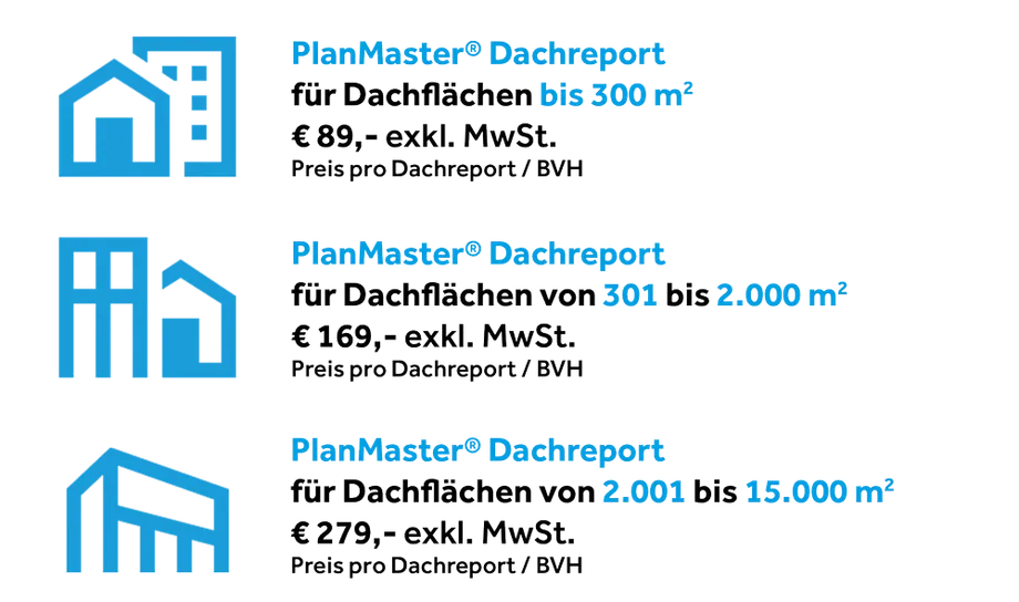 Dachreport PlanMaster - Preisübersicht
